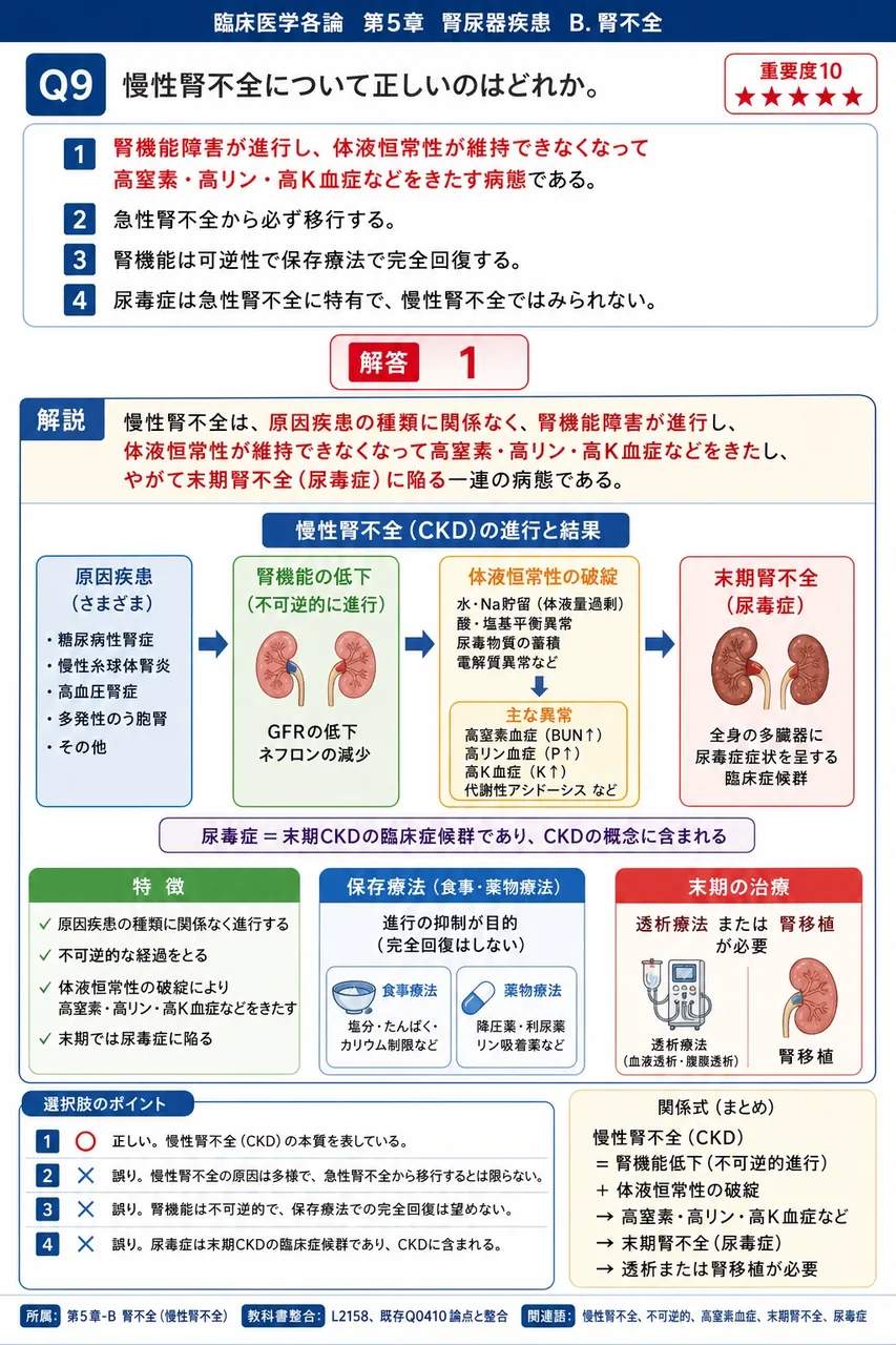 慢性腎不全について正しいのはどれか。 解説図