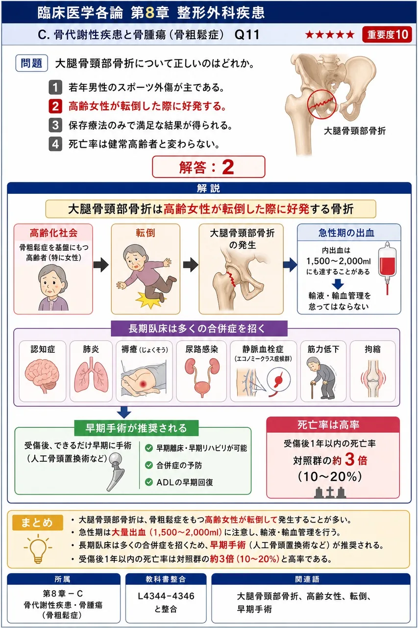 大腿骨頸部骨折について正しいのはどれか。 解説図