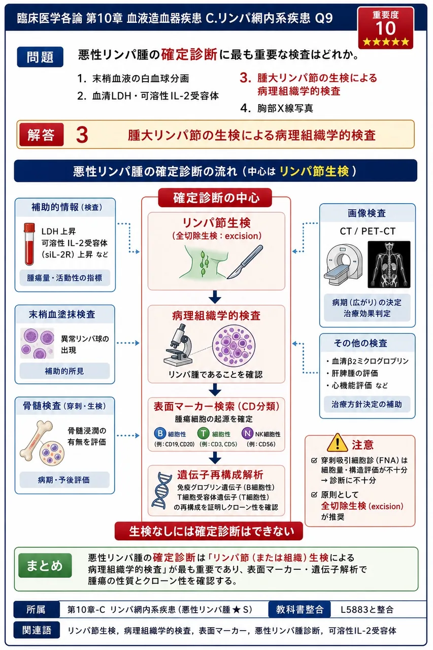 悪性リンパ腫の**確定診断**に最も重要な検査はどれか。 解説図