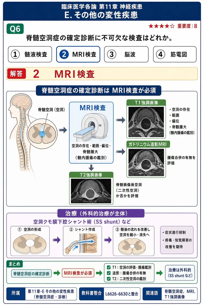 脊髄空洞症の確定診断に不可欠な検査はどれか。 解説図