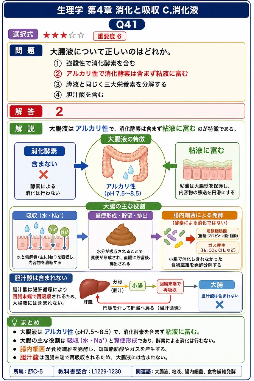 大腸液について正しいのはどれか。 解説図