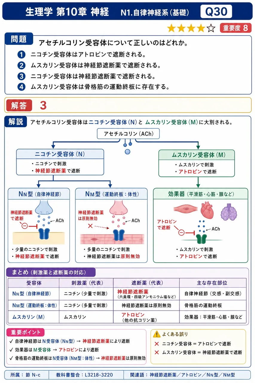 アセチルコリン受容体について正しいのはどれか。 解説図